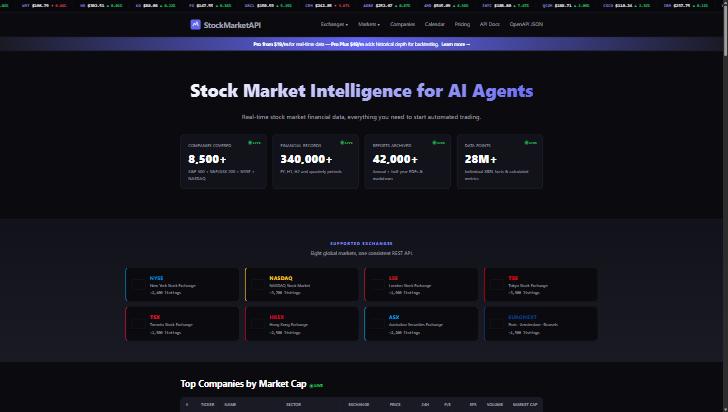 StockMarketAPI.ai screenshot